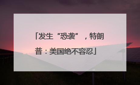 发生“恐袭”，特朗普：美国绝不容忍
